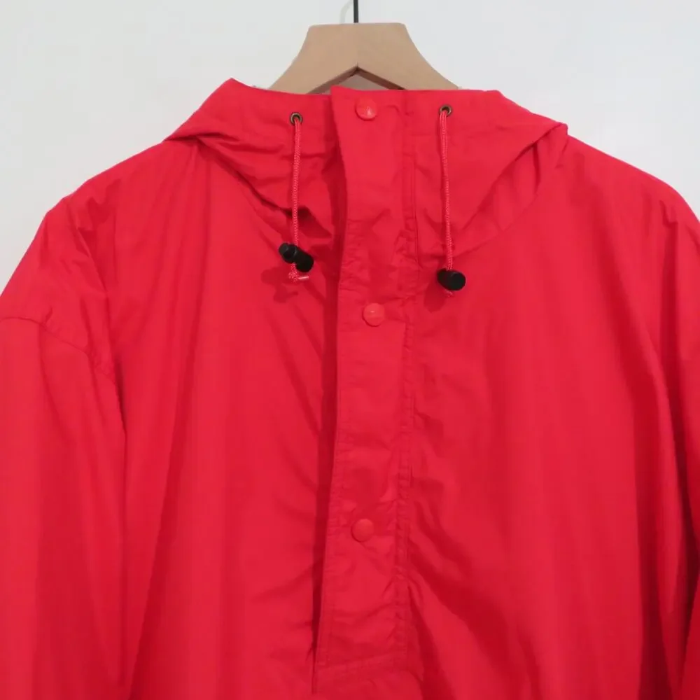 L.L. Bean Mens Sz XXL Red Vintage Nylon Hooded Anorak Pullover Jacket